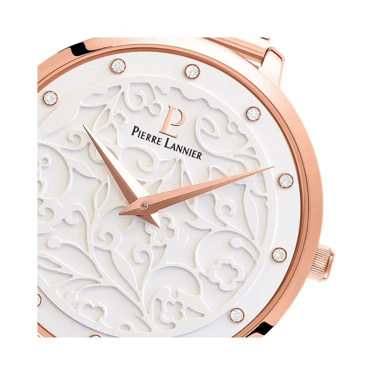 Cadran Montre Pierre Lannier - Eolia - Maille Milanaise Rose