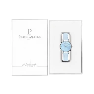 Coffret Montre Pierre Lannier - Chouquette - Minimaliste - Cuir Bleu