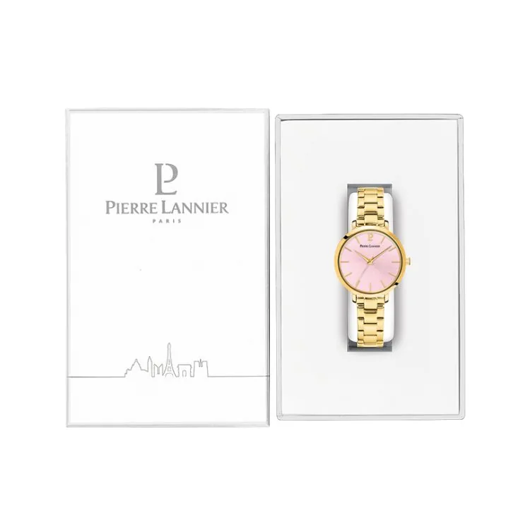 Coffret Montre Pierre Lannier - Chouquette - Minimaliste - Acier Doré