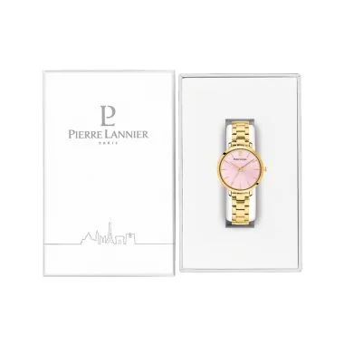 Coffret Montre Pierre Lannier - Chouquette - Minimaliste - Acier Doré