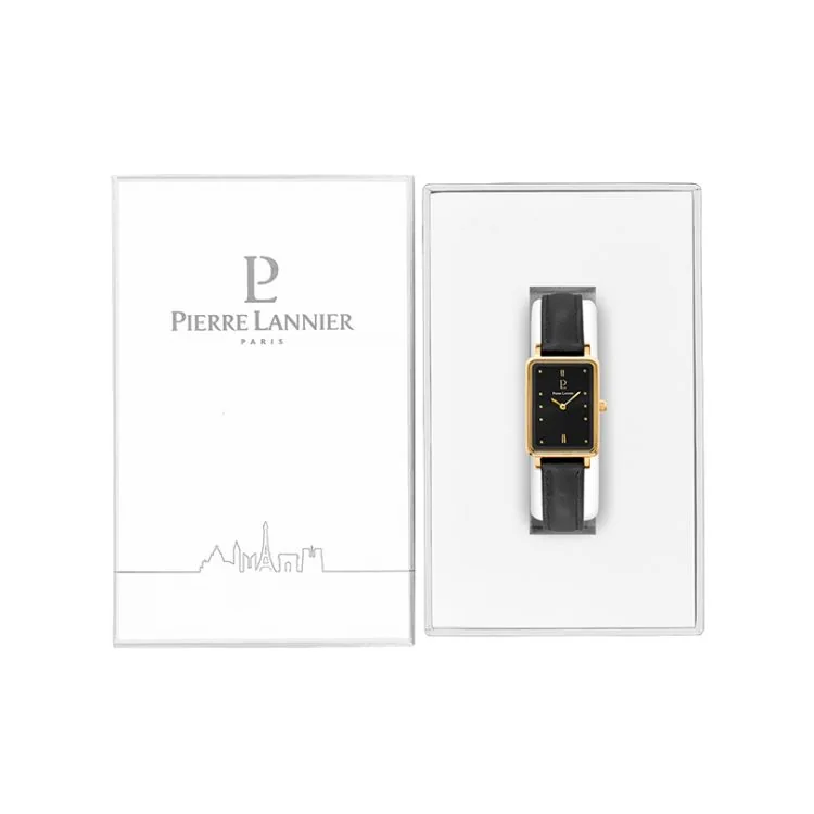 Coffret Montre Pierre Lannier - Ariane - Rectangle - Cadran Noir