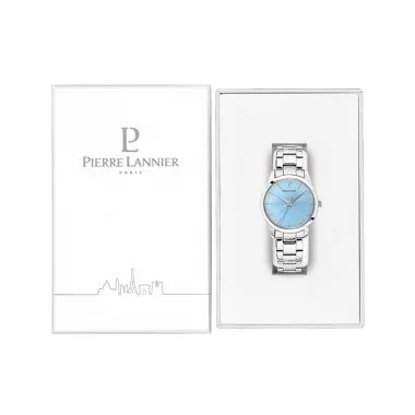 Coffret Montre Pierre Lannier - Roxane - Minimaliste - Cadran Bleu