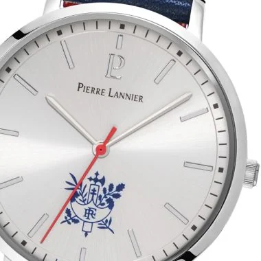 Cadran Montre Pierre Lannier - Elysée - Cuir Bleu