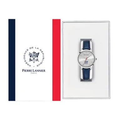 Coffret Montre Pierre Lannier - Elysée - Femme - Cuir Bleu