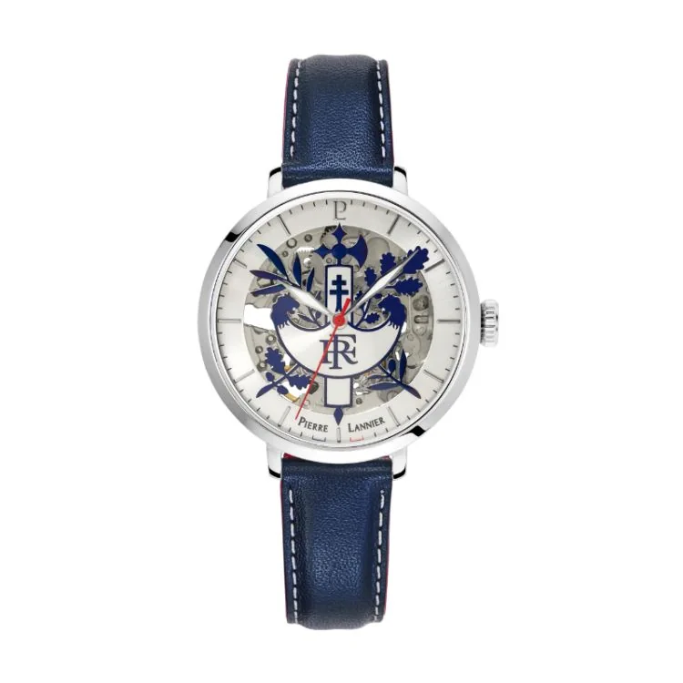 Montre Pierre Lannier - Elysée - Squelette - Automatique - Cuir Bleu