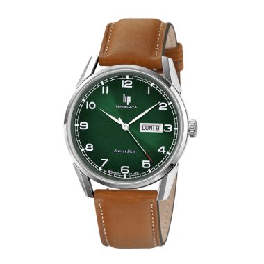 Montre LIP - Himalaya 40 mm - Jours et Date - Cadran Vert - Cuir Marron