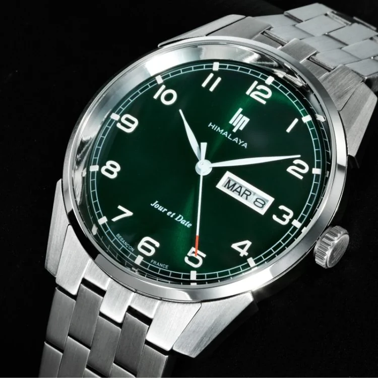 Cadran Montre LIP - Himalaya 40 mm - Jours et Date - Cadran Vert - Acier