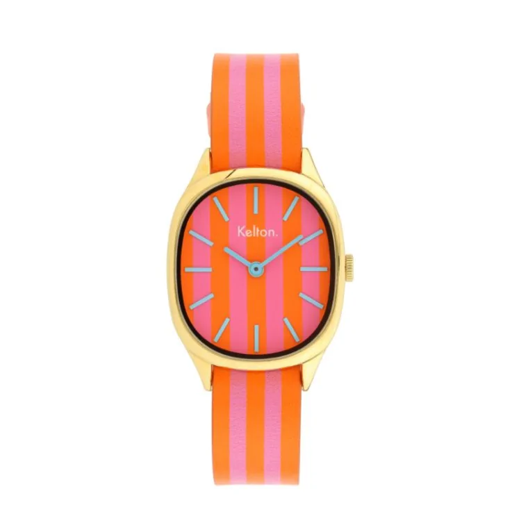 Montre Kelton - Colorama - Barbiecore - Rayée Orange et Rose