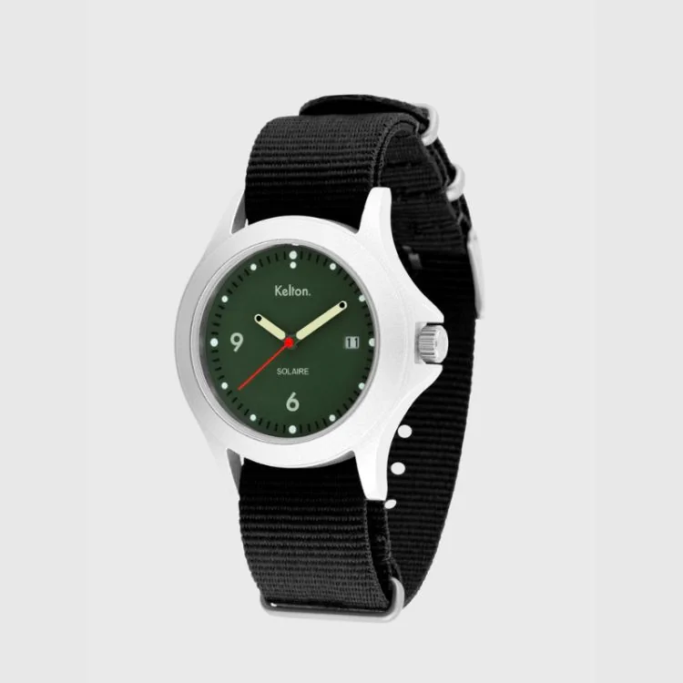 Profil Montre Kelton - Solaire Soleil - Cadran Vert Bracelet Noir