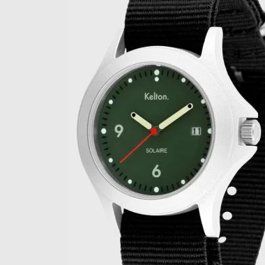 Cadran Montre Kelton - Solaire Soleil - Cadran Vert Bracelet Noir