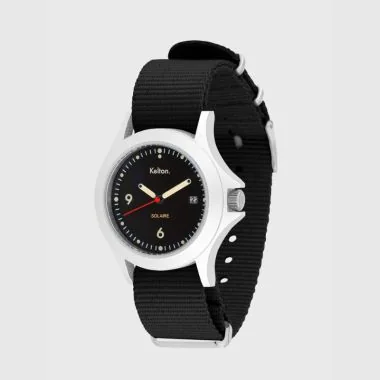 Profil Montre Kelton - Solaire Soleil - Cadran Noir Bracelet Noir