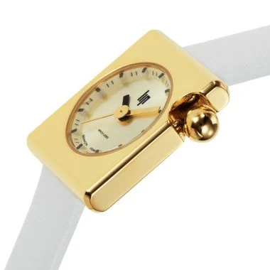 Profil Montre LIP - Mach 2000 - Mini Square - Cuir Blanc Cadran Doré