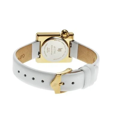 Dos Montre LIP - Mach 2000 - Mini Square - Cuir Blanc Cadran Doré