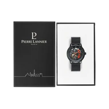 Packaging Montre Pierre Lannier - Paddock - Automatique - Maille Milanaise Rouge