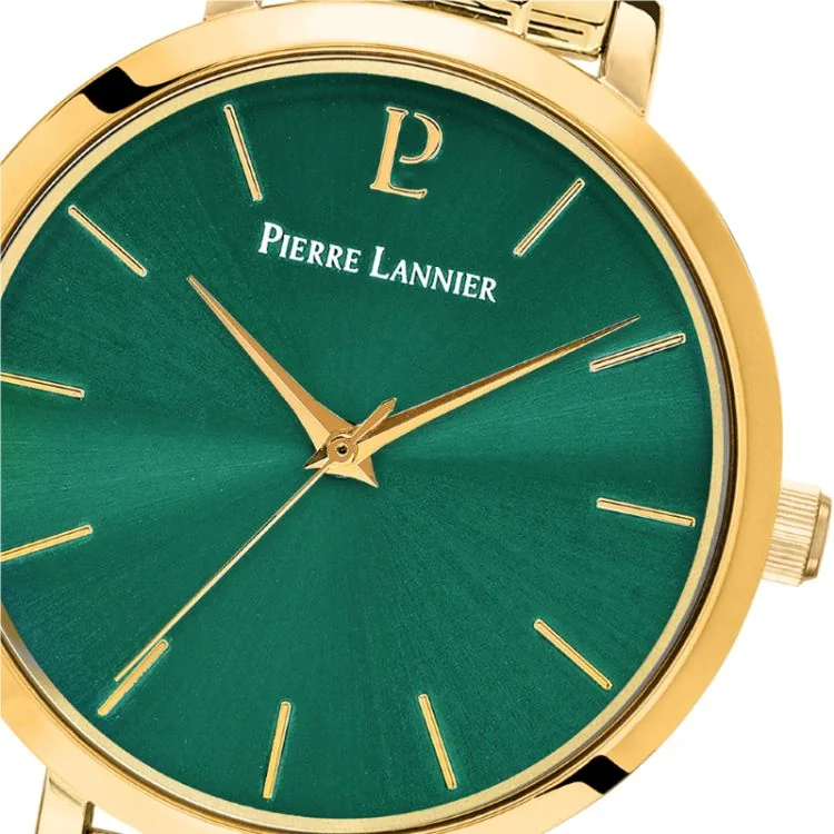 Cadran Montre Pierre Lannier - Chouquette - Acier Doré Cadran Vert