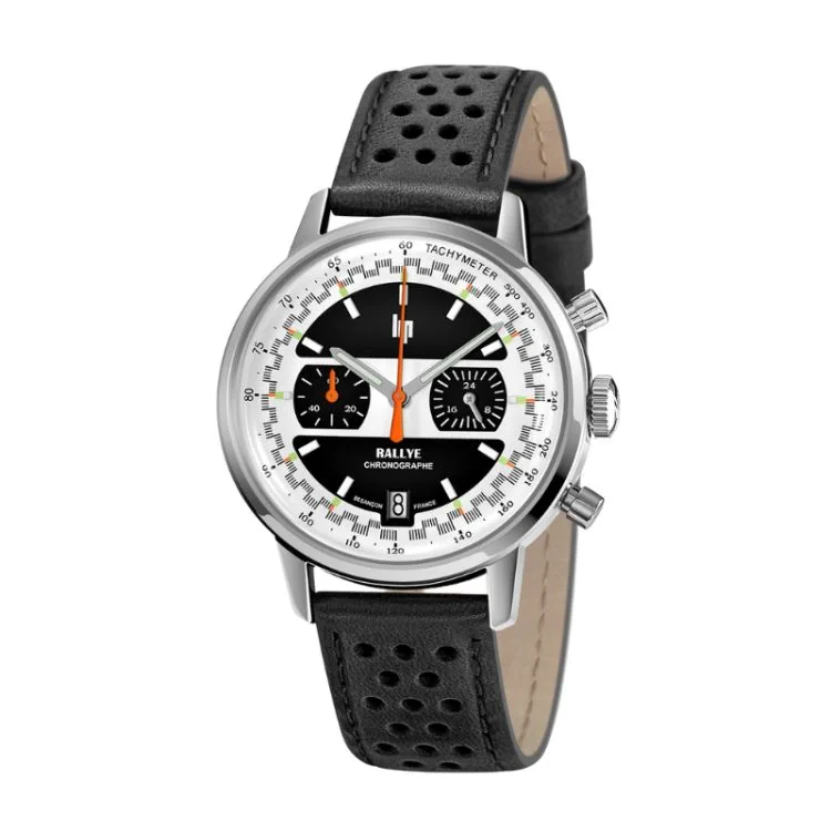 Montre LIP - Rallye 39 mm - Chronographe - Cadran Noir et Blanc