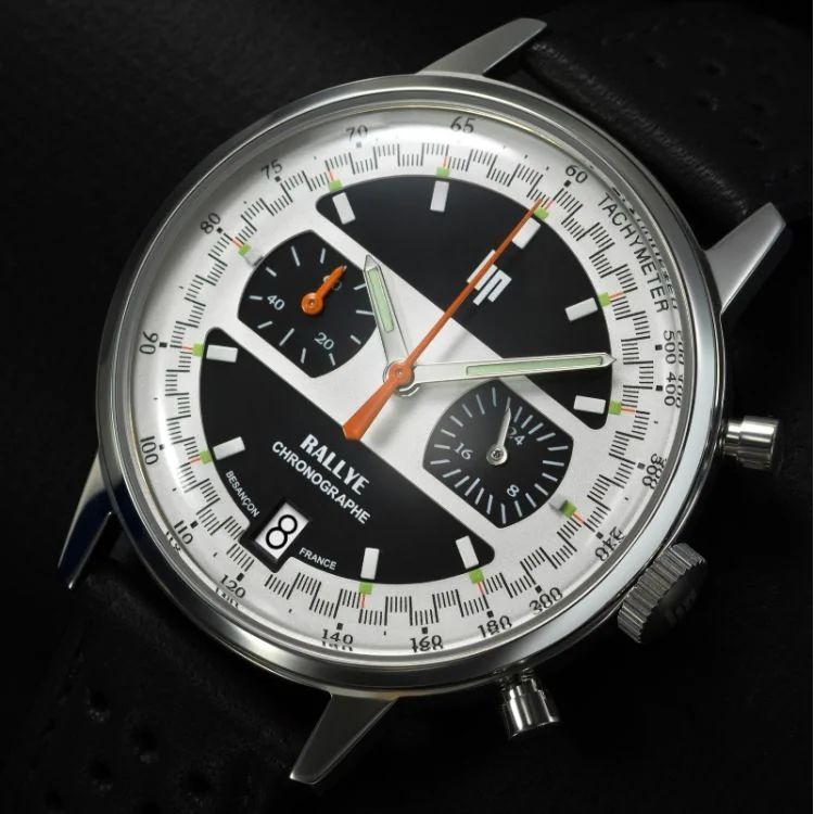 Cadran Montre LIP - Rallye 39 mm - Chronographe - Cadran Noir et Blanc