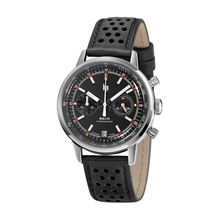 Montre LIP - Rallye 39 mm - Chronographe - Cadran Noir