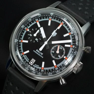 Cadran Montre LIP - Rallye 39 mm - Chronographe - Cadran Noir