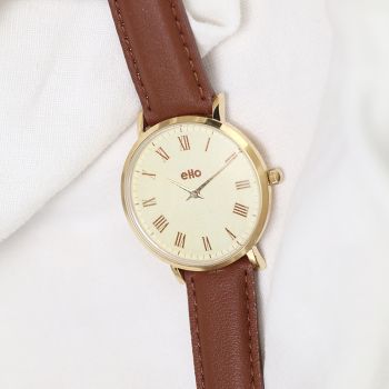 Montre Upcyclée eHo - Collection Vintage - Vintage Marron - Face