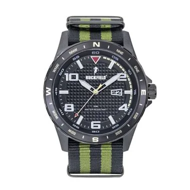 Montre Ruckfield - Rugby - Dateur - Nato Noir et Vert