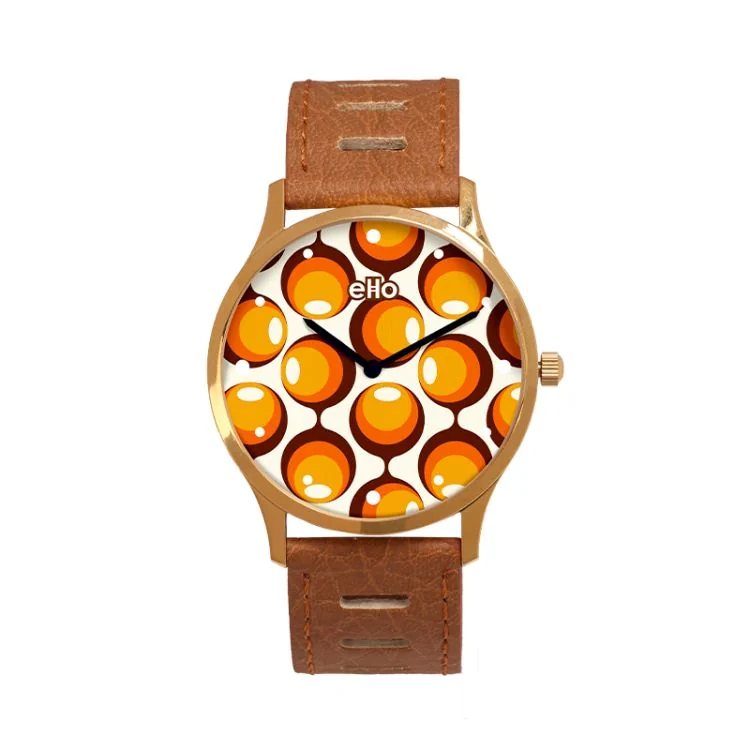 Montre Upcyclée eHo - Collection Sixties - Marron Bulle