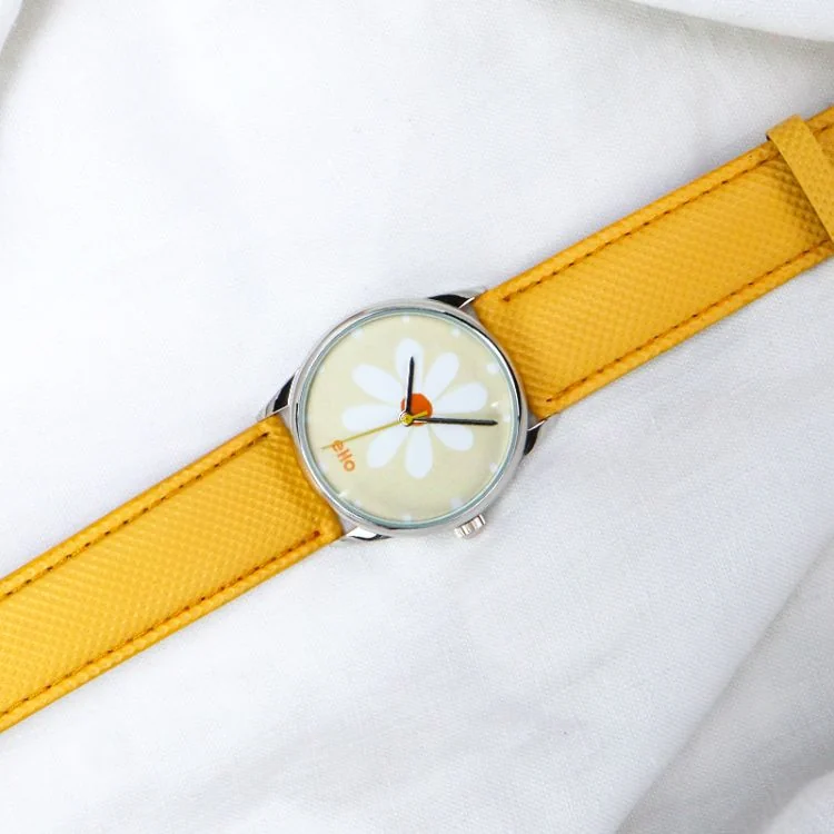 Montre Upcyclée eHo - Collection Florale - Sunshine Daisy - A Plat