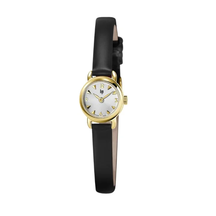 Montre LIP - Henriette - Cuir Noir Cadran Doré