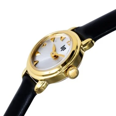 Profil Montre LIP - Henriette - Cuir Noir Cadran Doré