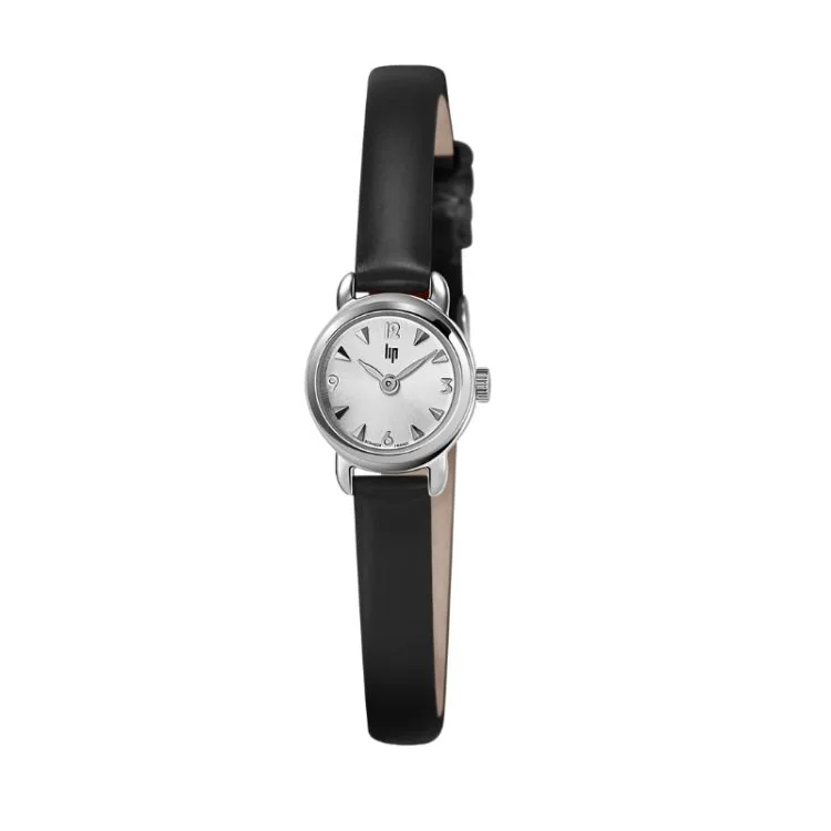 Montre LIP - Henriette - Cuir Noir Cadran Argent