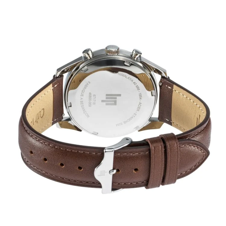 Dos Montre LIP - Himalaya 40 mm - Chronographe - Cuir Marron Cadran Vert