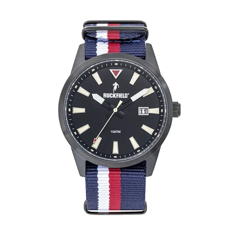 Montre Ruckfield - Rugby - Dateur - Nylon Bleu Blanc et Rouge