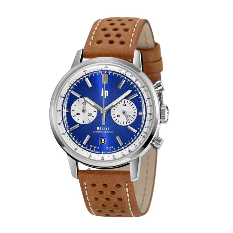 Montre LIP - Rallye 39 mm - Chronographe - Cadran Bleu