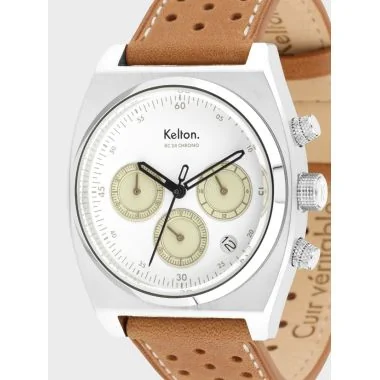 Cadran Montre Kelton - RC24 - Chronographe - Marron et Blanche