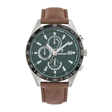 Montre Ruckfield - Rugby - Multifonctions - Cuir Marron et Vert