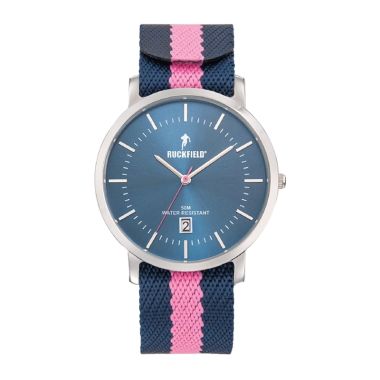 Montre Ruckfield - Rugby - Dateur - Tissu Bleu et Rose