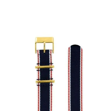 Bracelet de Montre LIP - Textile tricolore Bleu Blanc Rouge - 18 mm