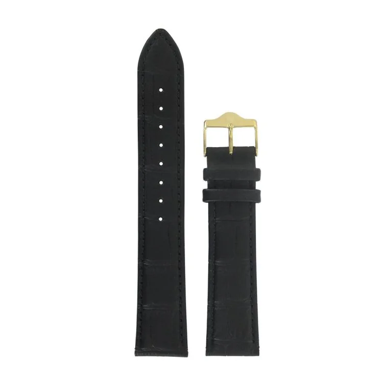 Bracelet de Montre LIP - Cuir Noir Façon Croco - 20 mm