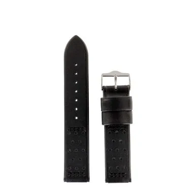 Bracelet de Montre LIP - Cuir Noir Semi Perforé - 20 mm