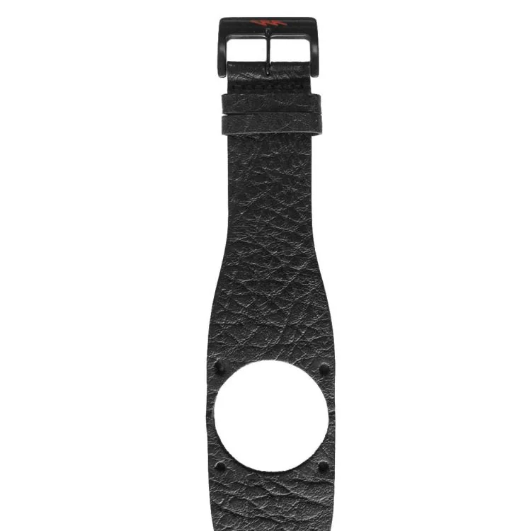 Bracelet de Montre LIP - Diode - Cuir Noir et Rouge Grainé - 34 mm