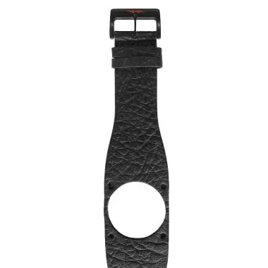 Bracelet de Montre LIP - Diode - Cuir Noir et Rouge Grainé - 34 mm