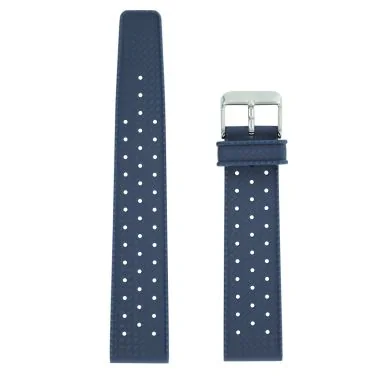 Bracelet de Montre LIP - Cuir Perforé Bleu - 20 mm