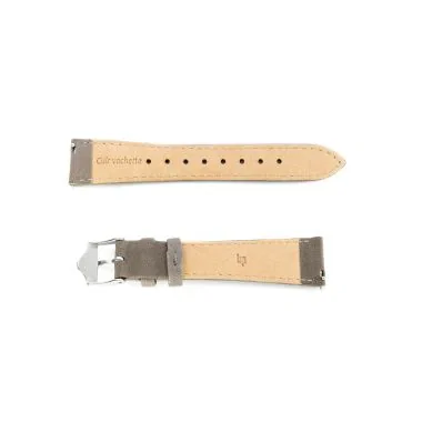 Dos Bracelet de Montre LIP - Cuir Gris Lisse - 18 mm