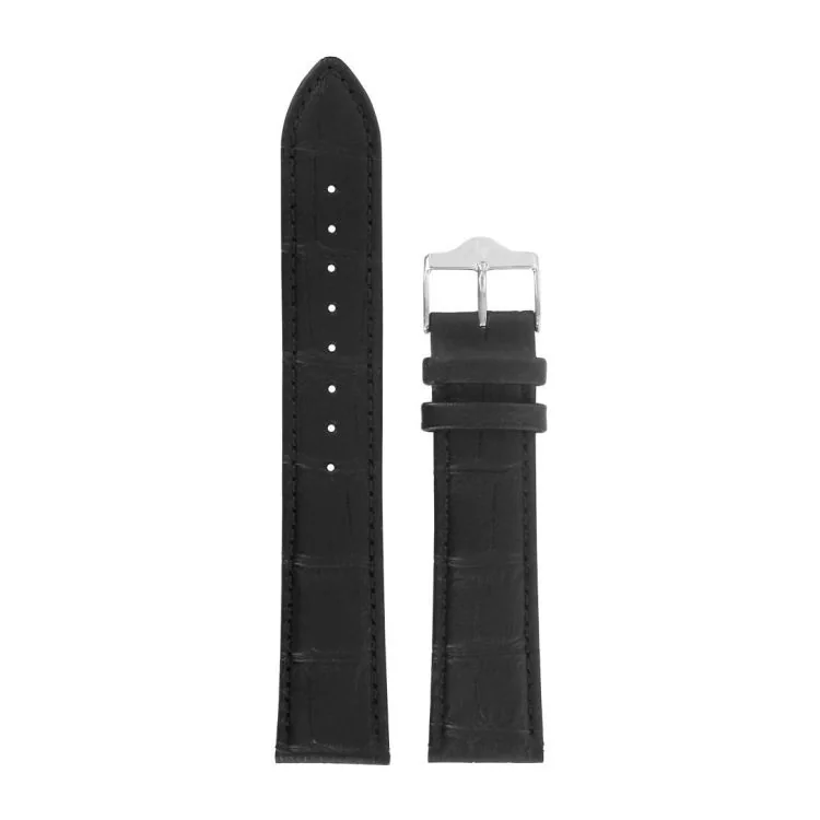 Bracelet de Montre LIP - Cuir Noir Façon Croco - 20 mm