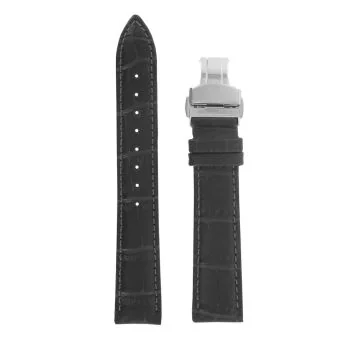 Bracelet de Montre LIP - Cuir Noir Façon Croco - 20 mm