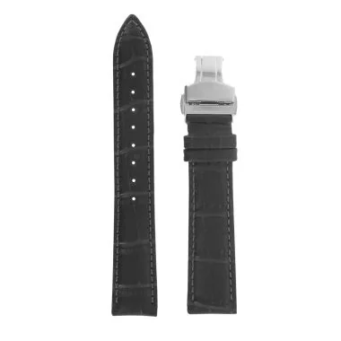 Bracelet de Montre LIP - Cuir Noir Façon Croco - 20 mm