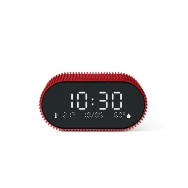 Face Réveil Lexon - Réveil avec Thermomètre et Hygromètre - Ray Clock - Rouge