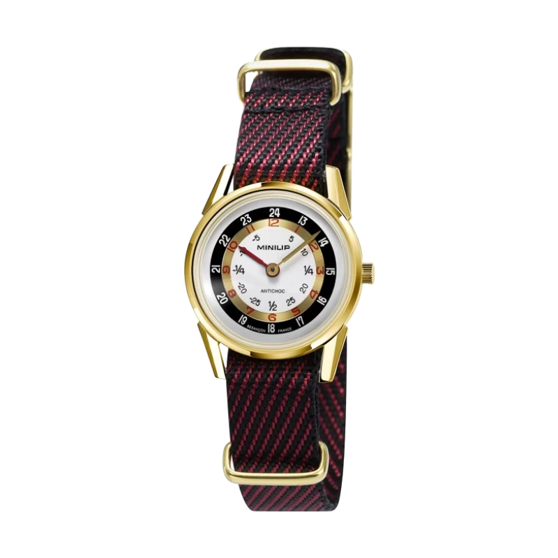 Montre LIP - Minilip - Nylon Noir et Rouge