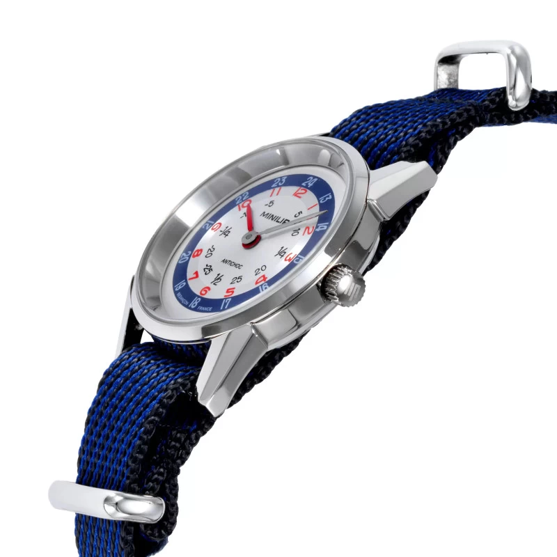 Profil Montre LIP - Minilip - Nylon Noir et Bleu