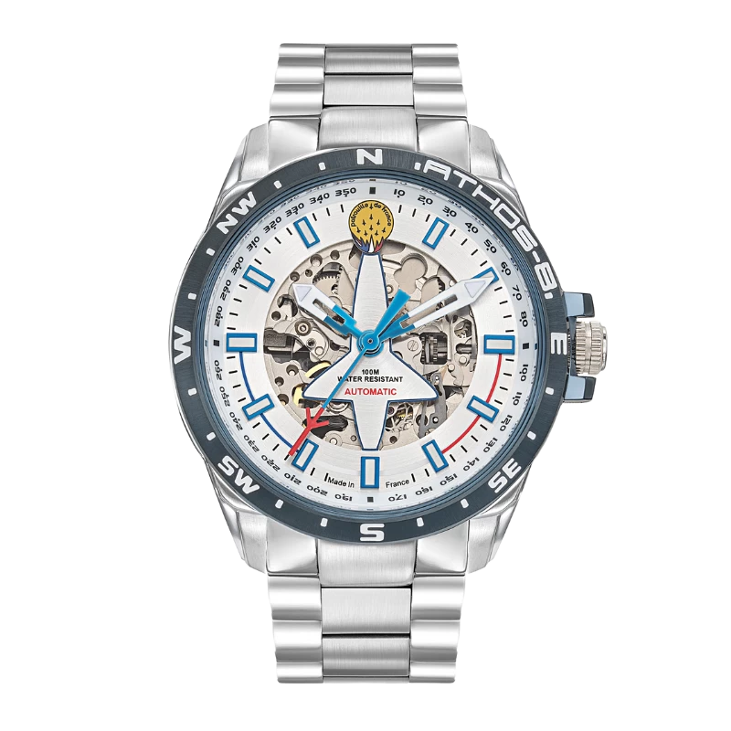 Montre Patrouille de France - Aviateur - Athos 8 - Automatique Squelette - Cadran Argent